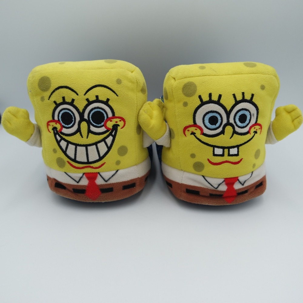 Vintage SpongeBob SquarePants Plush Slippers Graffiti Print Women's Size 6
